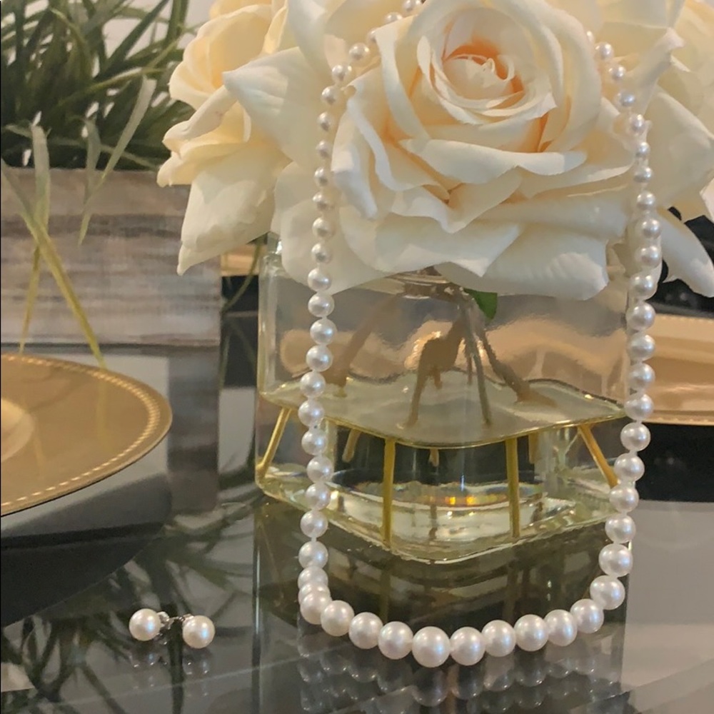 14k White Freshwater Pearl Earring/Necklace Set 🎁